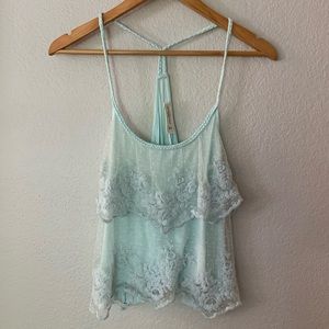 Abercrombie & Fitch Lace Light Blue Tank Top